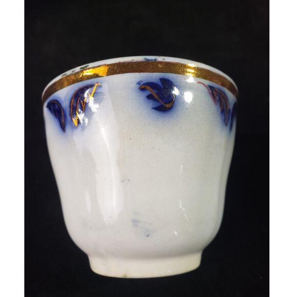 Antique Blue Flow Cup and Saucer Metallic Trim Soup Cup - Picture 5 of 8
